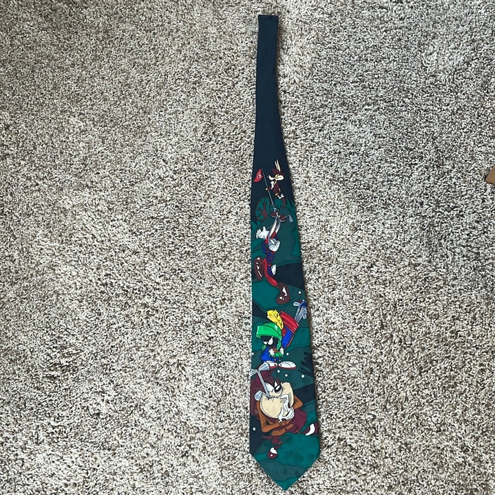 Navy and Green Looney Tunes Golf Tie